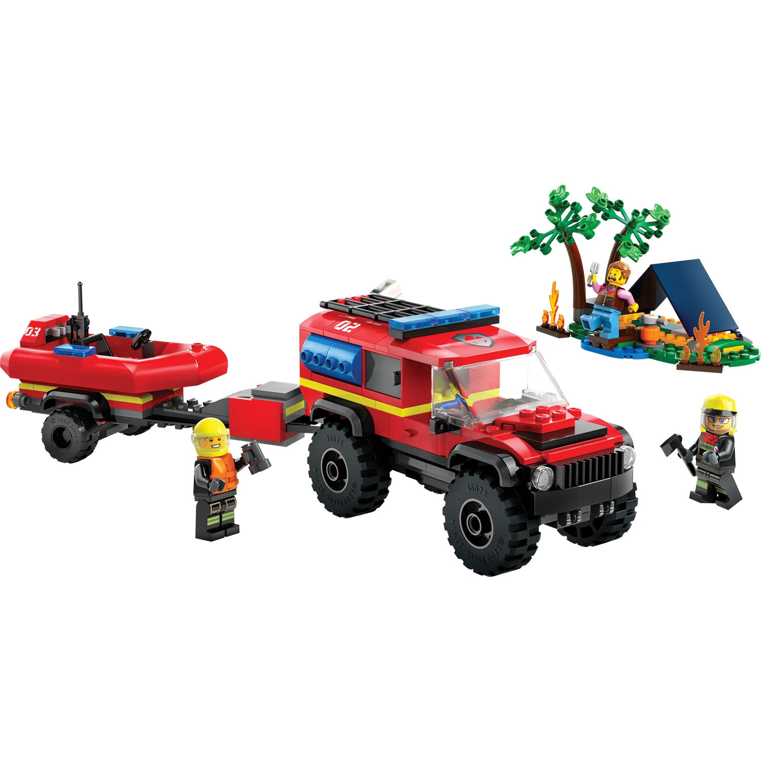 LEGO® City 4x4 Fire Truck with Rescue Boat - Image 2