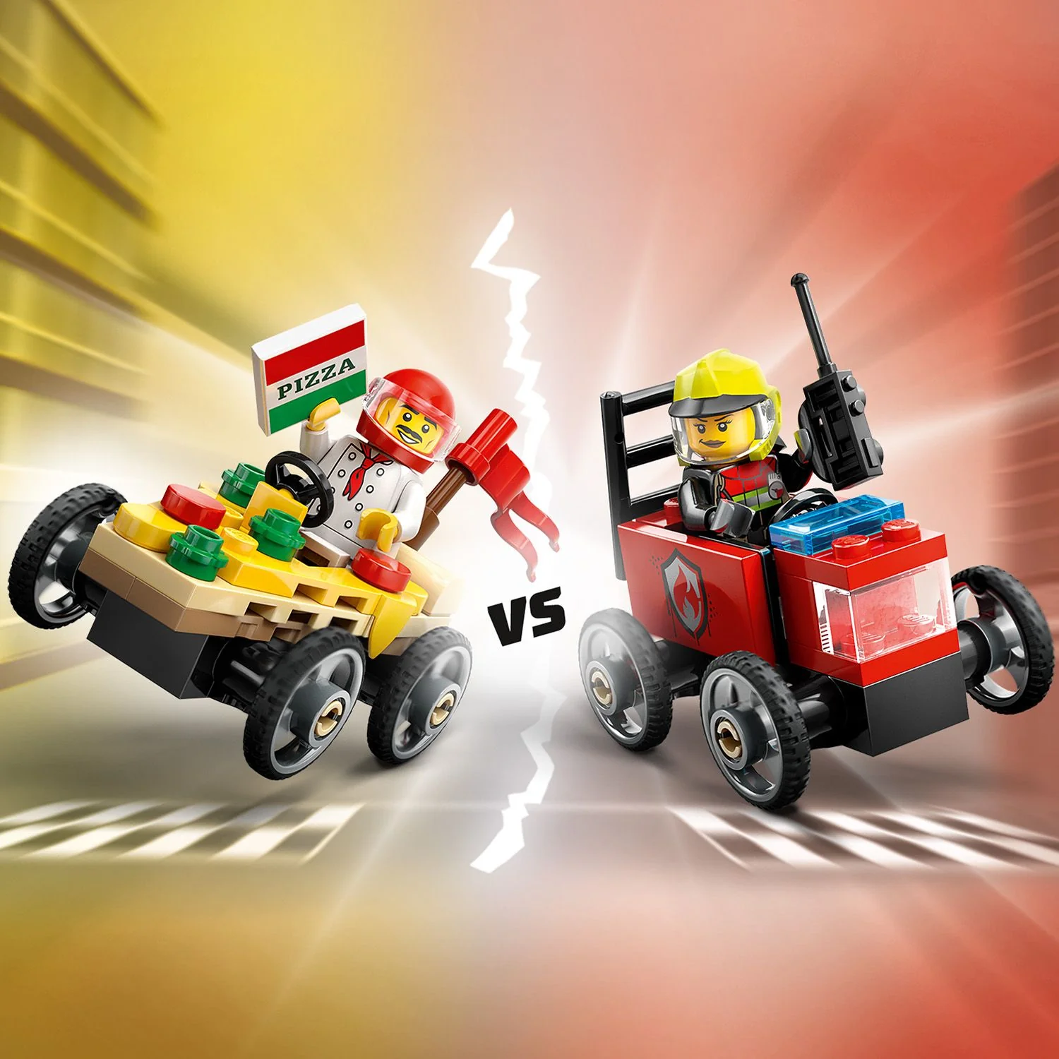 LEGO® City Pizza vs. Fire Truck Race Car Pack - Image 6